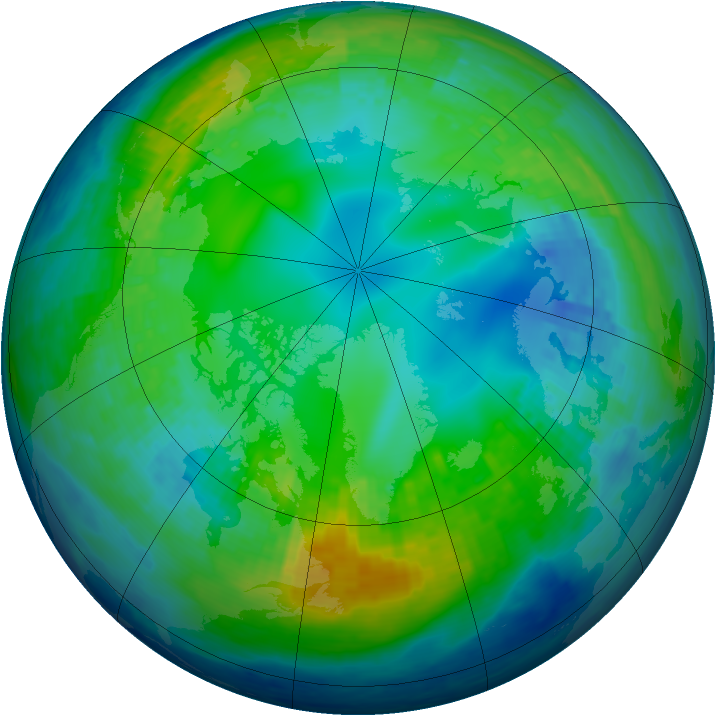 Arctic ozone map for 10 November 2003